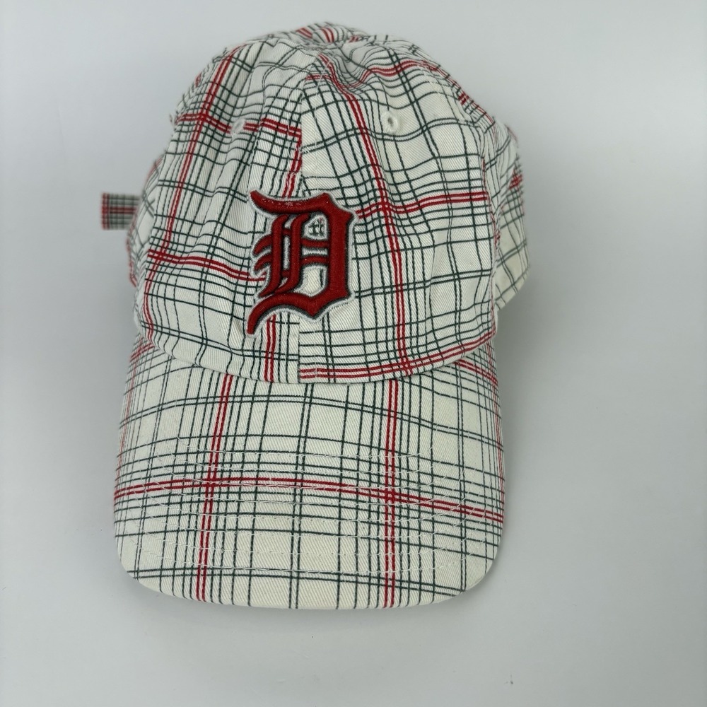 Detroit Tiger Hat Cap Strapback OSFM Plaid Multicolor Embroidered Patch Baseball
